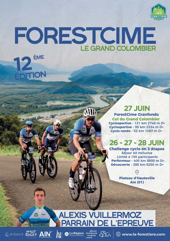 Affiche de la Forest Cime 2026, cyclosportive au col du Grand Colombier